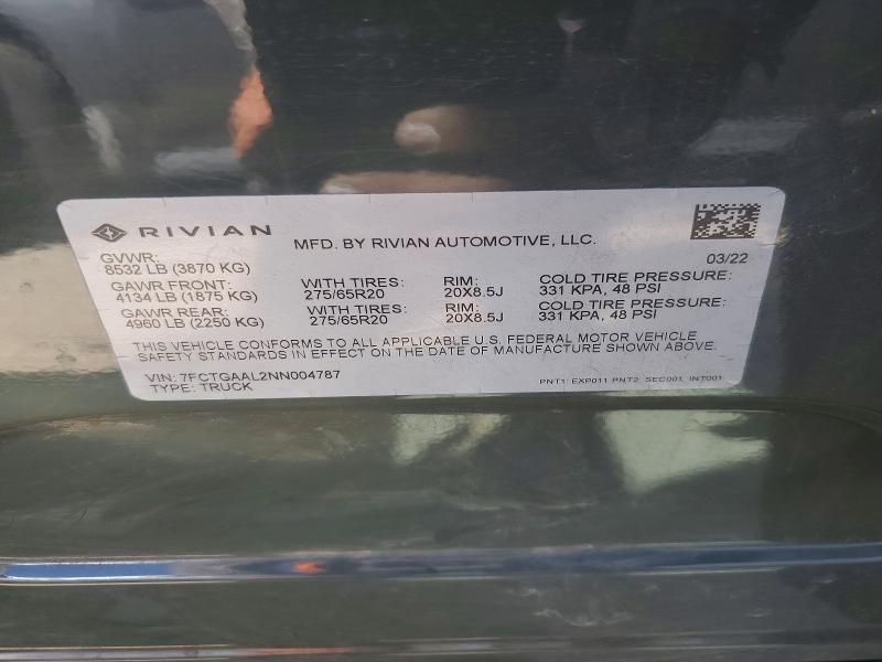 7FCTGAAL2NN004787 2022 Rivian R1T photo no. 12