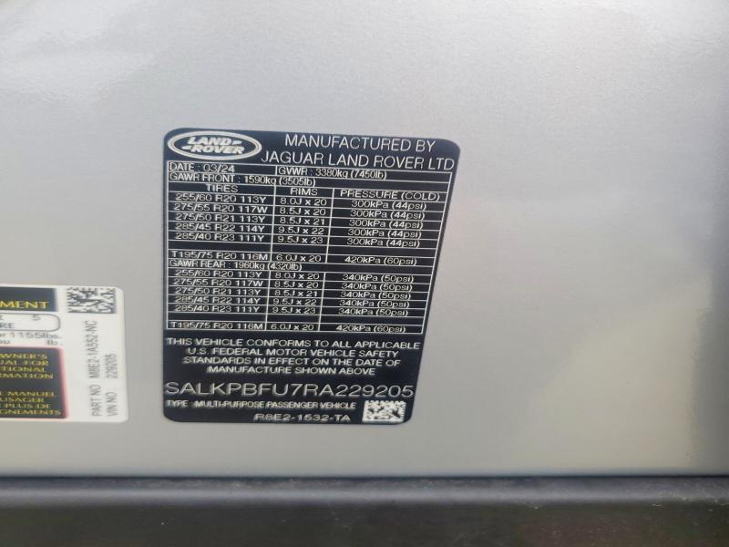 2024 Land Rover Range Rover — VIN SALKPBFU7RA229205, şəkil 12