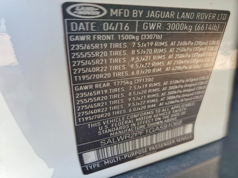 SALWR2PF1GA591068 2016 Land Rover Range Rover photo no. 13