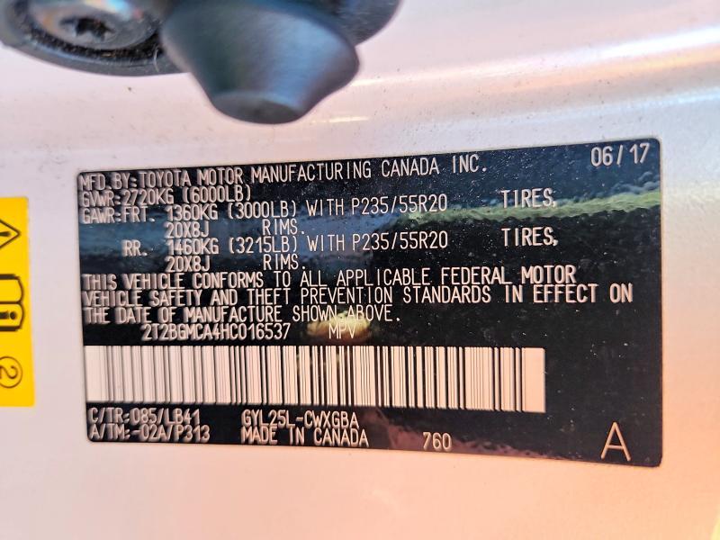 2017 Lexus RX — VIN 2T2BGMCA4HC016537, şəkil 14