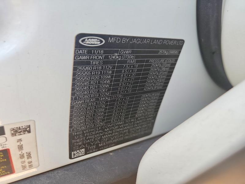 2019 Land Rover Range Rover — VIN SALYA2FV6KA204547, şəkil 12
