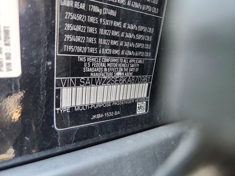 SALWZ2SE6KA870961 2019 Land Rover Range Rover photo no. 12