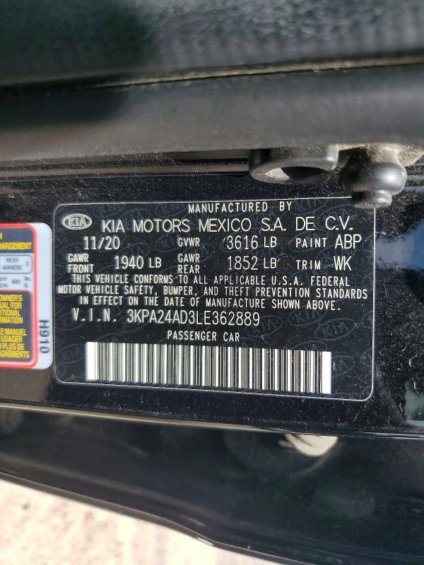 2020 KIA Rio — VIN 3KPA24AD3LE362889, şəkil 13