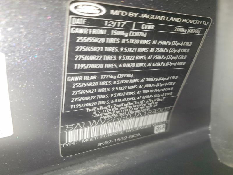SALWV2RE0JA184902 2018 Land Rover Range Rover photo no. 14