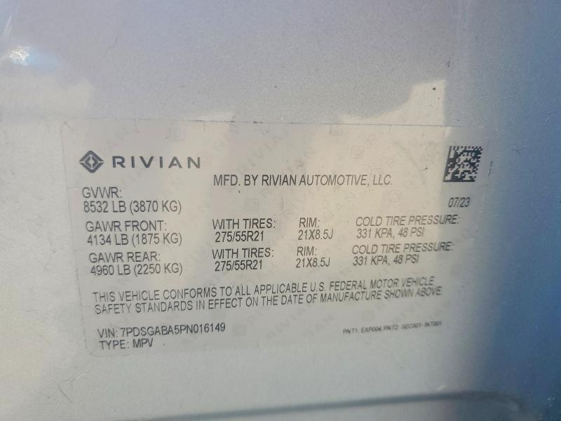 2023 Rivian R1S — VIN 7PDSGABA5PN016149, şəkil 13