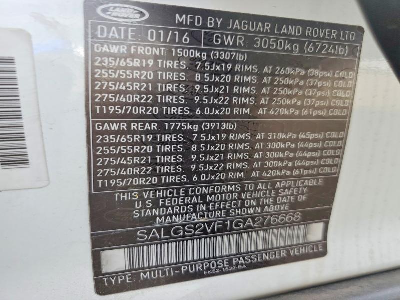 SALGS2VF1GA276668 2016 Land Rover Range Rover photo no. 13