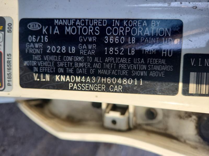 KNADM4A37H6048011 2017 KIA Rio photo no. 12