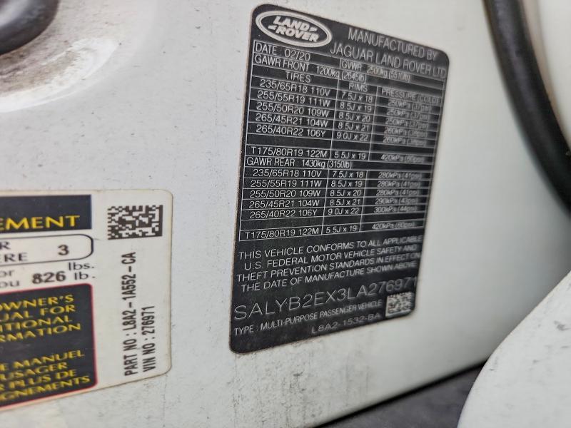 SALYB2EX3LA276971 2020 Land Rover Range Rover photo no. 12