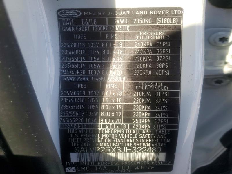 SALVP2RX3JH322480 2018 Land Rover Range Rover photo no. 13