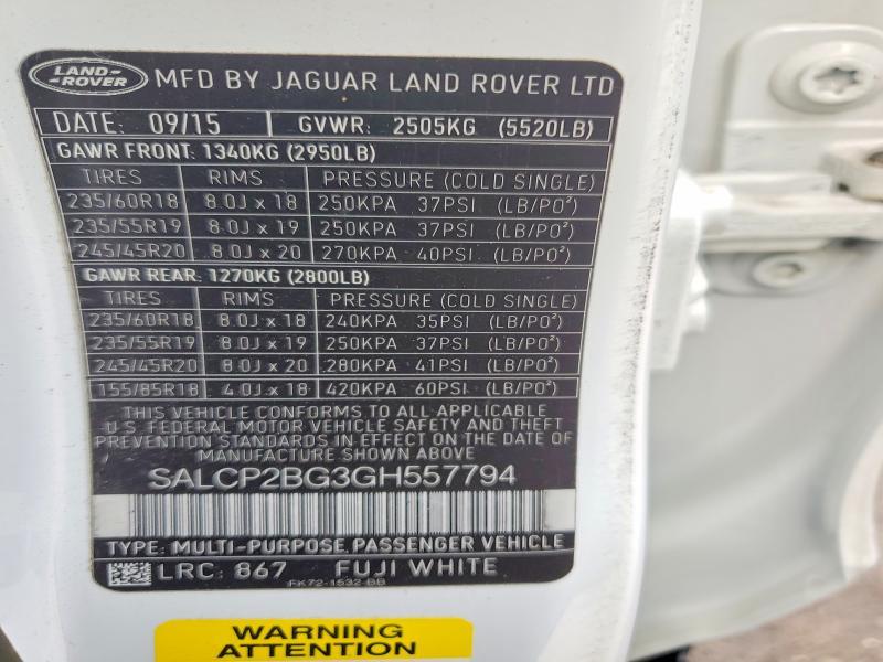 SALCP2BG3GH557794 2016 Land Rover Range Rover photo no. 13