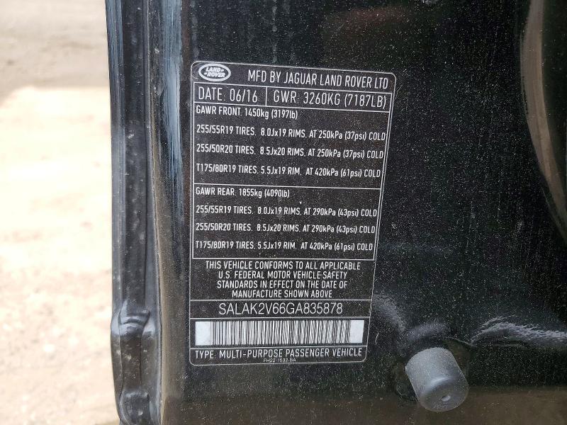 2016 Land Rover LR4 — VIN SALAK2V66GA835878, şəkil 13
