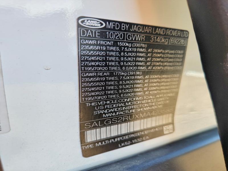 2021 Land Rover Range Rover — VIN SALGS2RUXMA423588, şəkil 14