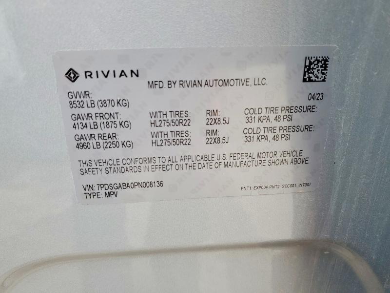 2023 Rivian R1S — VIN 7PDSGABA0PN008136, şəkil 13