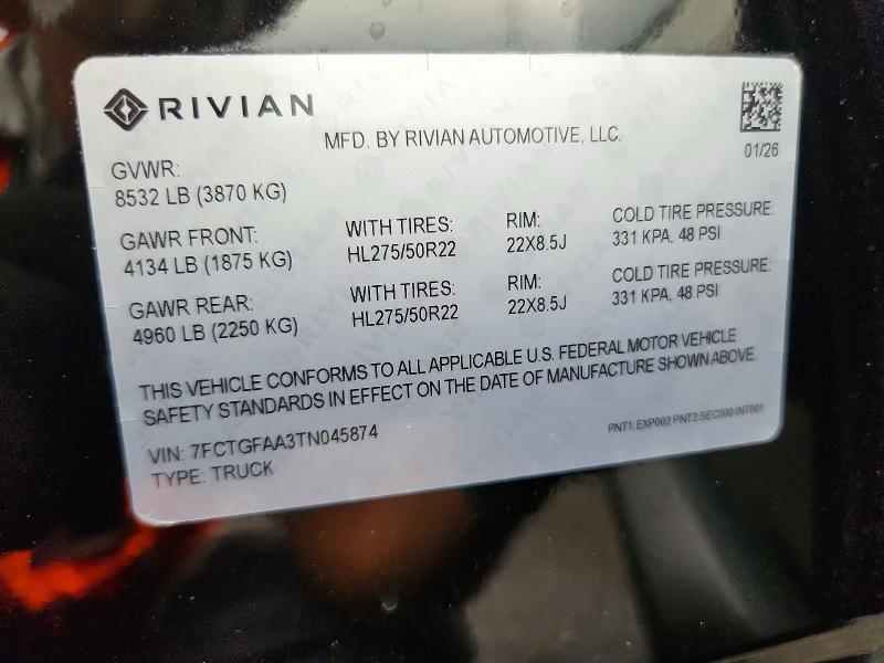 2026 Rivian R1T — VIN 7FCTGFAA3TN045874, şəkil 12