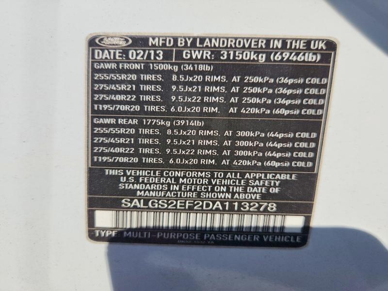 SALGS2EF2DA113278 2013 Land Rover Range Rover photo no. 14