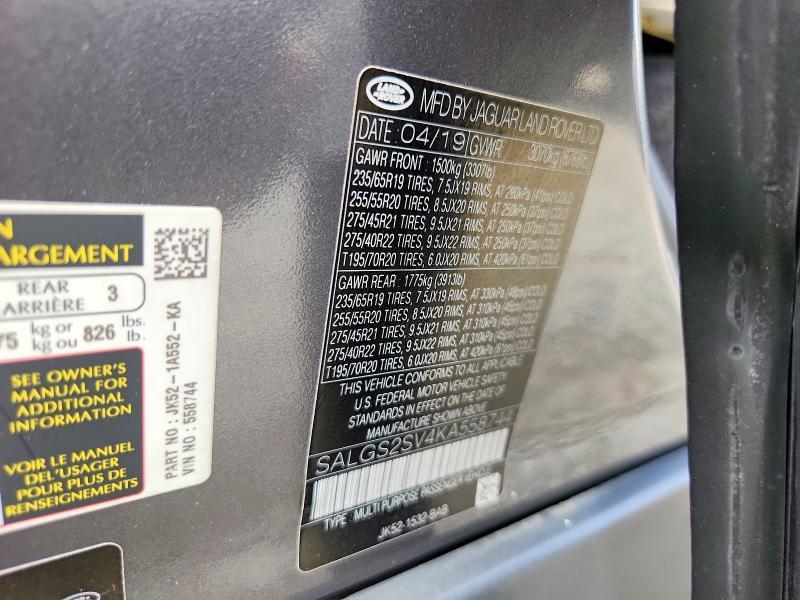2019 Land Rover Range Rover — VIN SALGS2SV4KA558744, şəkil 13