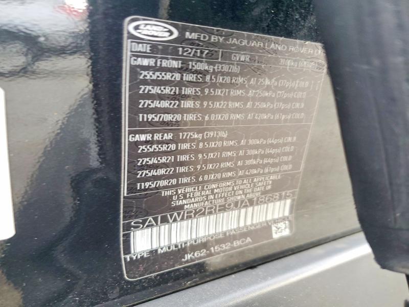 2018 Land Rover Range Rover — VIN SALWR2RE9JA186815, şəkil 14