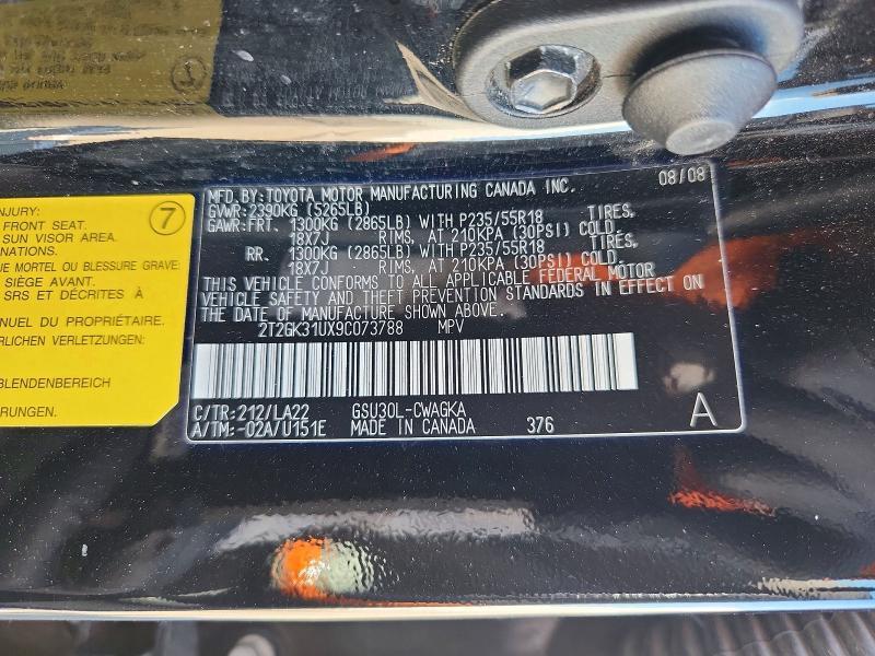 2T2GK31UX9C073788 2009 Lexus RX photo no. 12