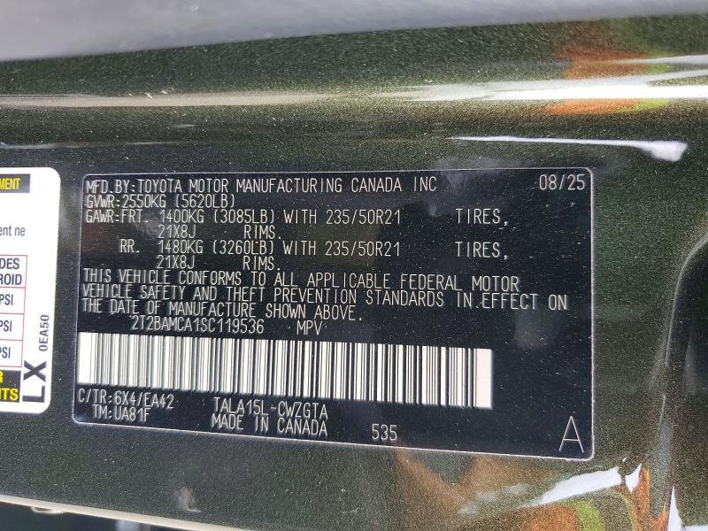 2025 Lexus RX — VIN 2T2BAMCA1SC119536, şəkil 13