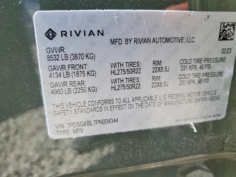 2023 Rivian R1S — VIN 7PDSGABL7PN004344, şəkil 13