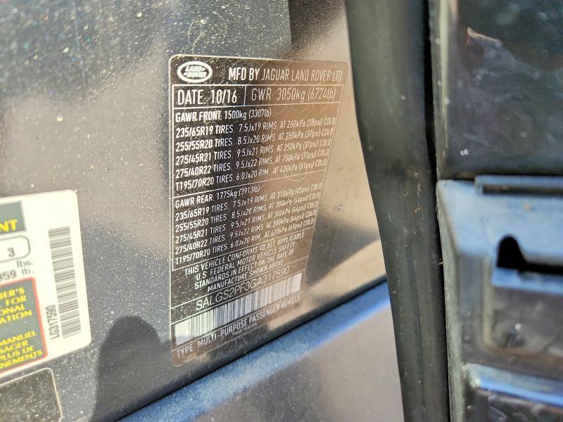 SALGS2PF3GA317590 2016 Land Rover Range Rover photo no. 13