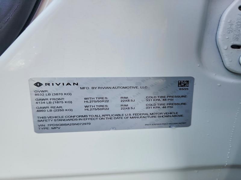 2025 Rivian R1S — VIN 7PDSGBBA2SN072970, şəkil 13