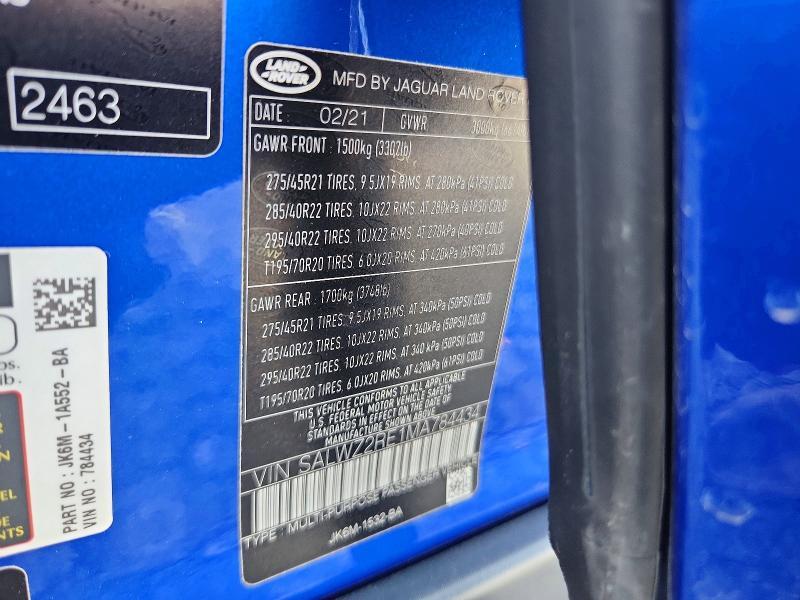 2021 Land Rover Range Rover — VIN SALWZ2RE1MA784434, şəkil 13