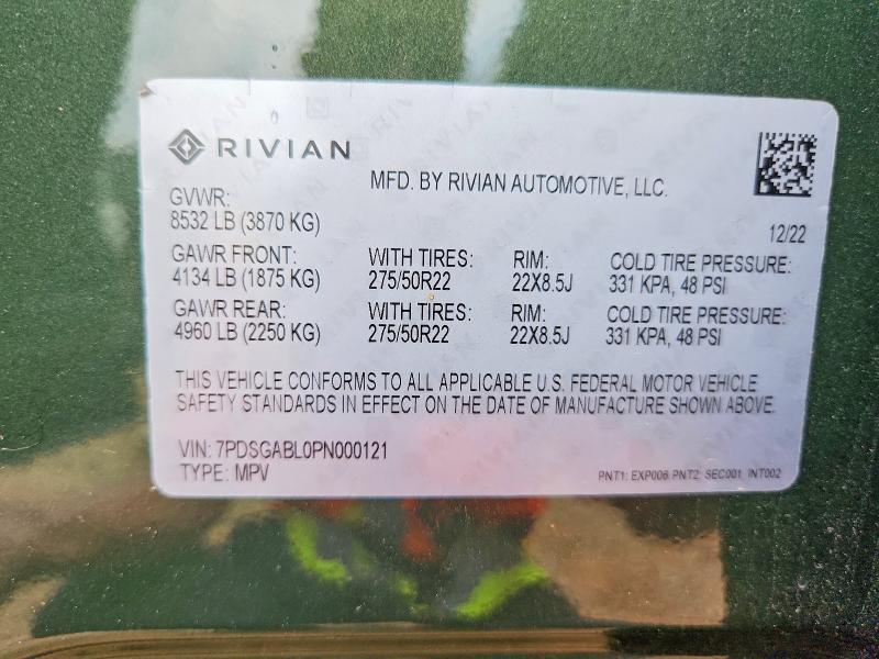 7PDSGABL0PN000121 2023 Rivian R1S photo no. 13