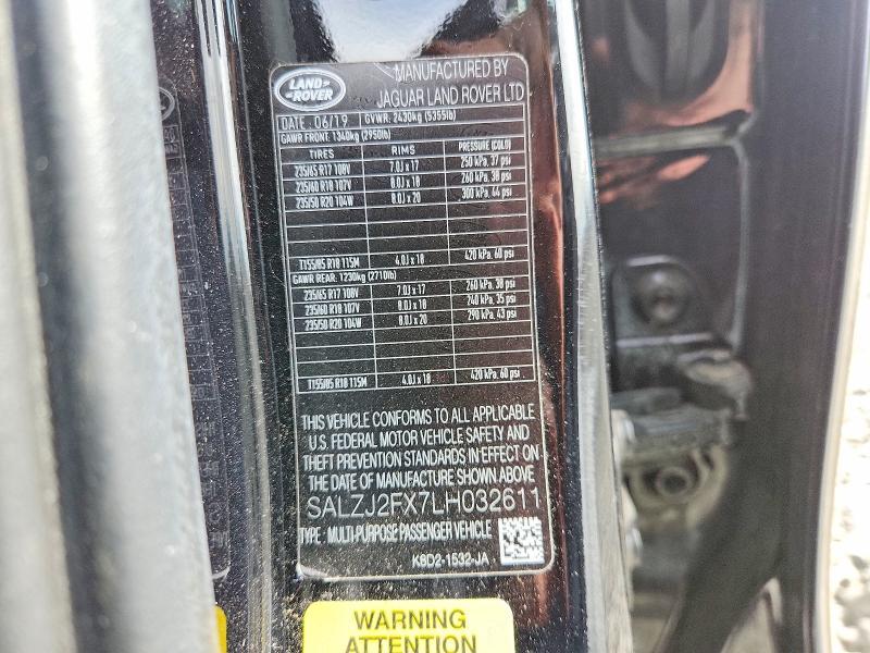2020 Land Rover Range Rover — VIN SALZJ2FX7LH032611, şəkil 13