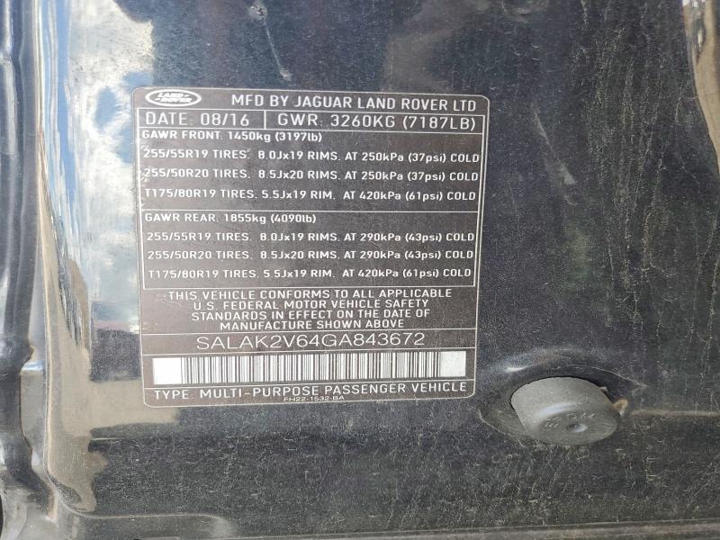 SALAK2V64GA843672 2016 Land Rover LR4 photo no. 12