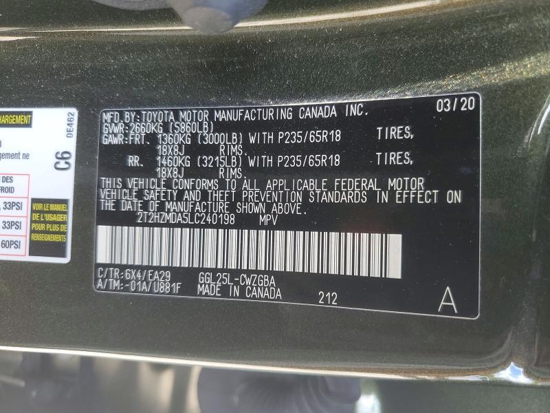 2020 Lexus RX — VIN 2T2HZMDA5LC240198, şəkil 13