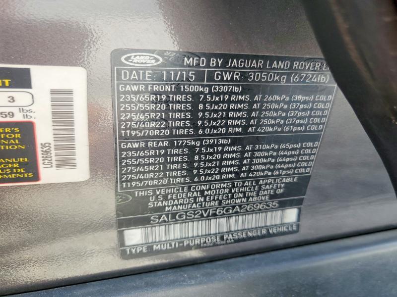 2016 Land Rover Range Rover — VIN SALGS2VF6GA269635, şəkil 13