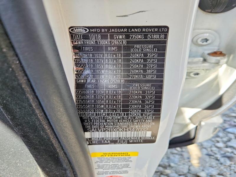 2019 Land Rover Range Rover — VIN SALVP2RX0KH347032, şəkil 14
