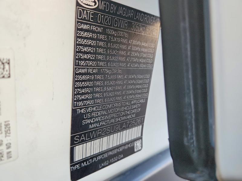 SALWR2SU9LA725261 2020 Land Rover Range Rover photo no. 12