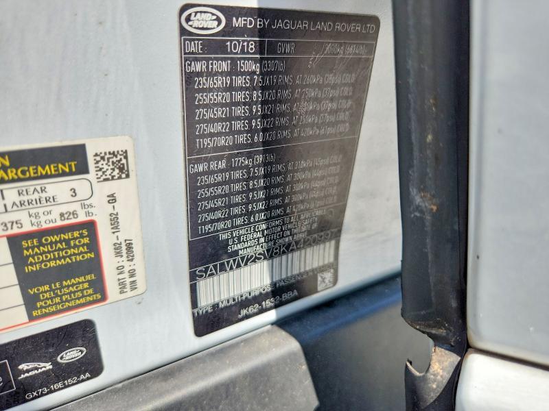 2019 Land Rover Range Rover — VIN SALWV2SV8KA420997, şəkil 13