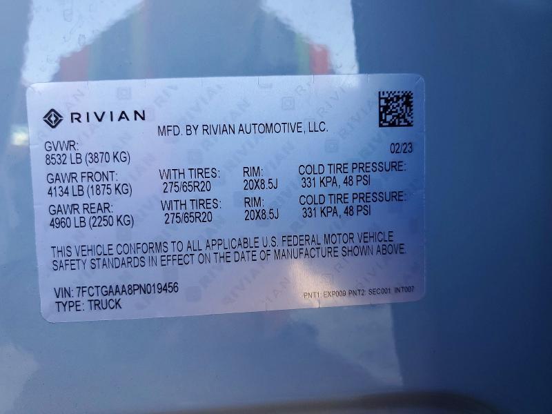 2023 Rivian R1T — VIN 7FCTGAAA8PN019456, фото 13