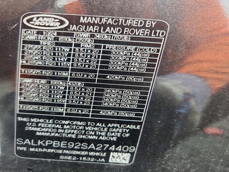 2025 Land Rover Range Rover — VIN SALKPBE92SA274409, şəkil 13