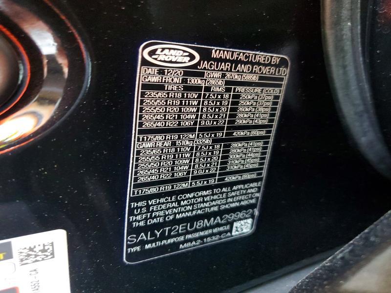 2021 Land Rover Range Rover — VIN SALYT2EU8MA299621, şəkil 13