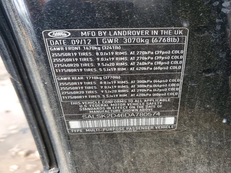 SALSK2D46DA780574 2013 Land Rover Range Rover photo no. 13