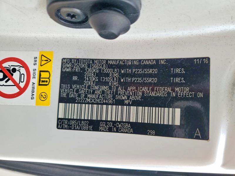 2017 Lexus RX — VIN 2T2ZZMCA2HC044961, şəkil 13