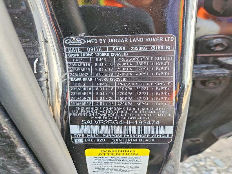2017 Land Rover Range Rover — VIN SALVR2BG4HH183474, şəkil 13