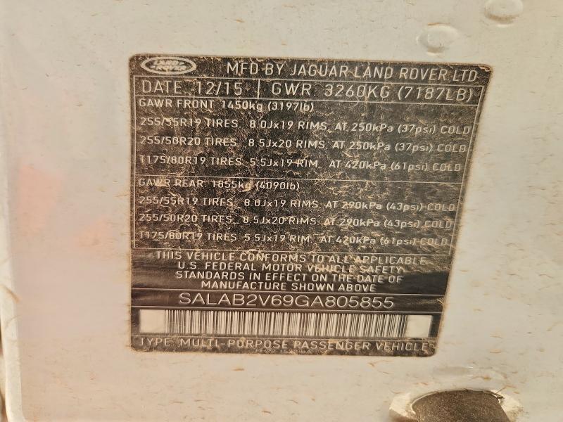 SALAB2V69GA805855 2016 Land Rover LR4 photo no. 12
