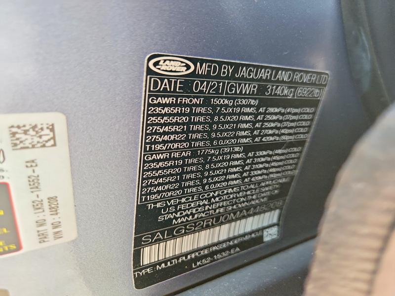 2021 Land Rover Range Rover — VIN SALGS2RU0MA448208, şəkil 13