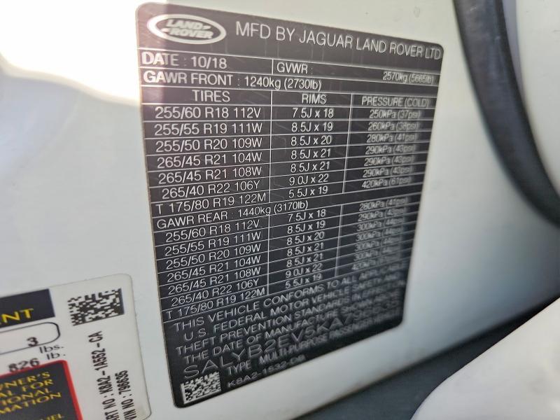 SALYB2EV5KA796635 2019 Land Rover Range Rover photo no. 13