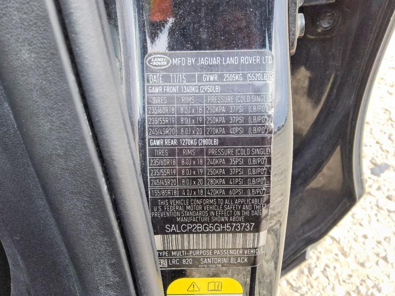 2016 Land Rover Discovery — VIN SALCP2BG5GH573737, şəkil 13