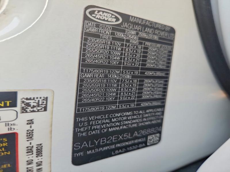 SALYB2EX5LA268824 2020 Land Rover Range Rover photo no. 12