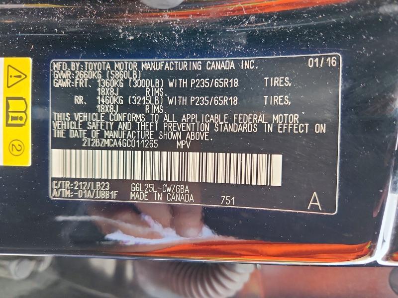 2016 Lexus RX — VIN 2T2BZMCA4GC011265, şəkil 13