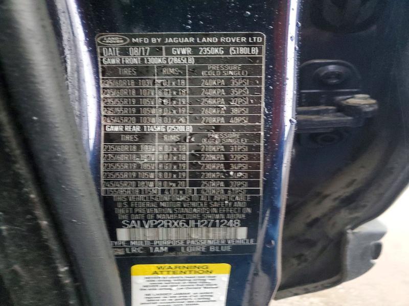 2018 Land Rover Range Rover — VIN SALVP2RX6JH271248, şəkil 13