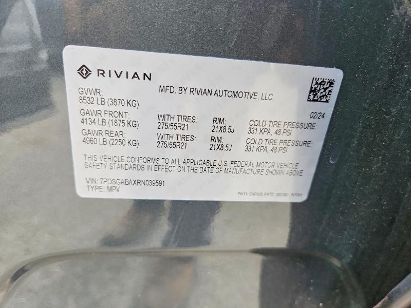 2024 Rivian R1S — VIN 7PDSGABAXRN039591, şəkil 14