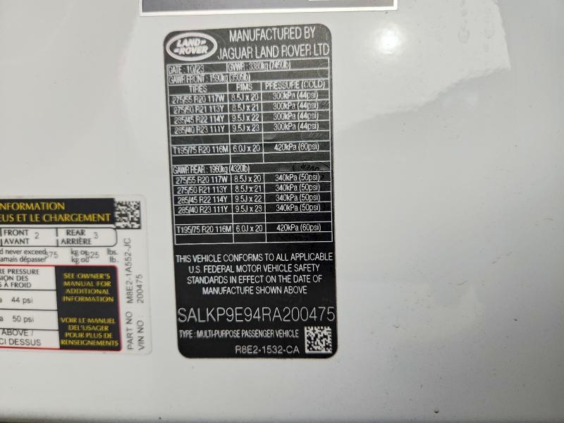 2024 Land Rover Range Rover — VIN SALKP9E94RA200475, şəkil 13